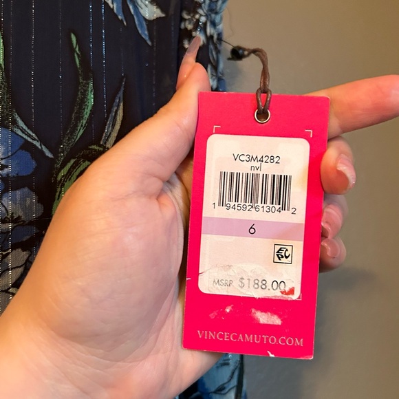 NWT Vince Camuto Sz 6 Womens Blue Floral Chiffon Halter Ruffle Drape Dress Gown! - Picture 8 of 16